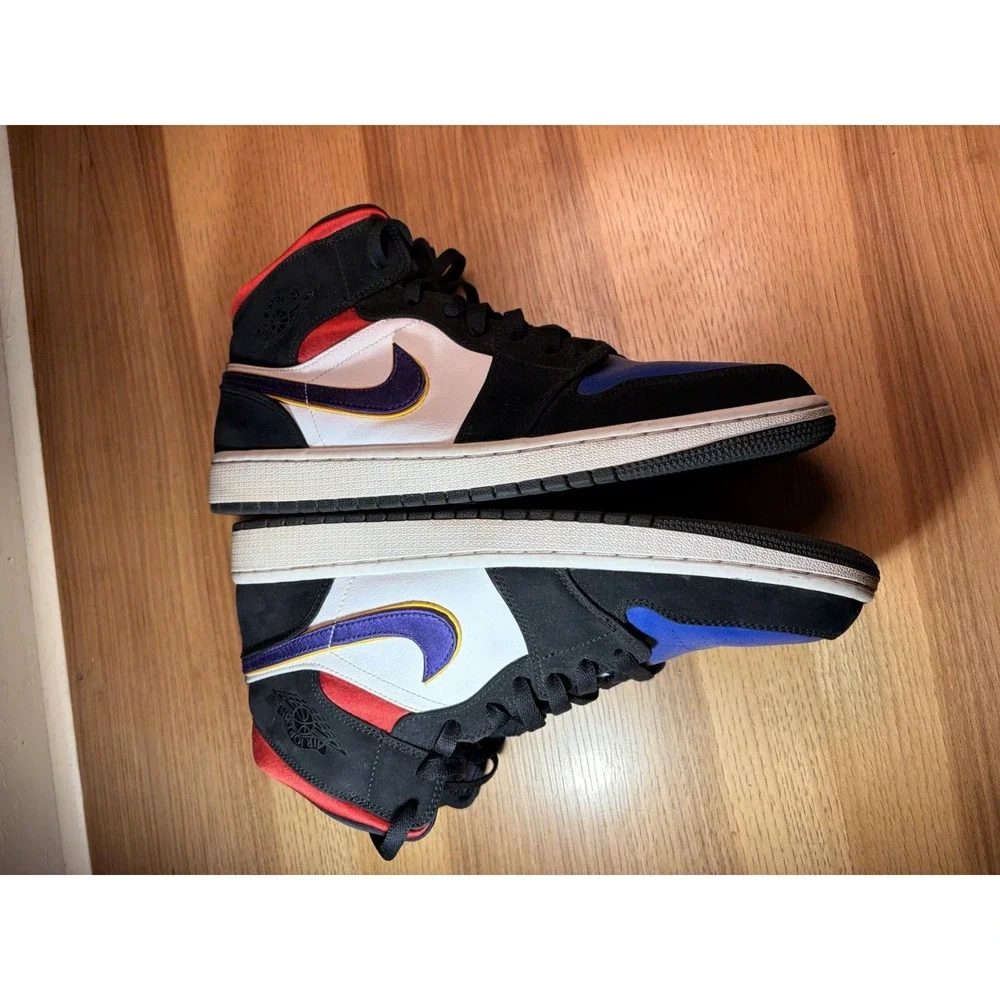 Air Jordan 1 Mid 852542-006 Rivals 2019 Men Sz 12 Black White Blue Red Purple